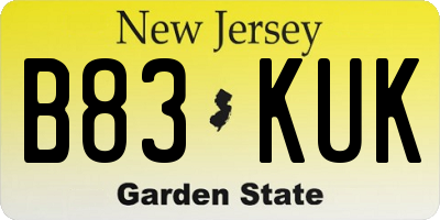 NJ license plate B83KUK