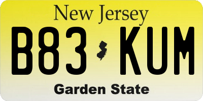 NJ license plate B83KUM