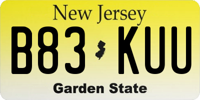 NJ license plate B83KUU