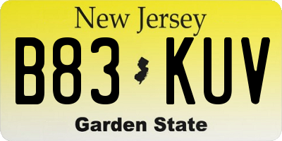 NJ license plate B83KUV