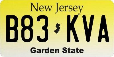 NJ license plate B83KVA