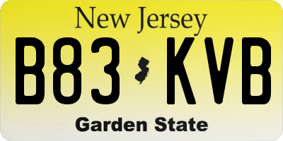 NJ license plate B83KVB