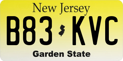NJ license plate B83KVC