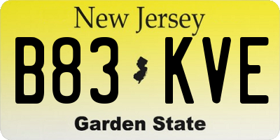 NJ license plate B83KVE
