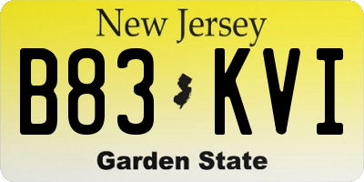 NJ license plate B83KVI