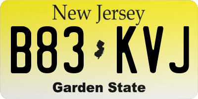NJ license plate B83KVJ