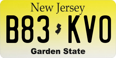 NJ license plate B83KVO