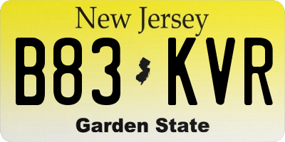 NJ license plate B83KVR