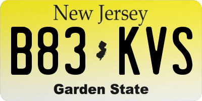 NJ license plate B83KVS