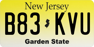 NJ license plate B83KVU