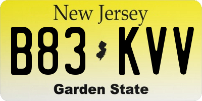 NJ license plate B83KVV