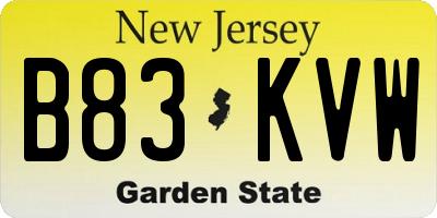 NJ license plate B83KVW