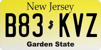 NJ license plate B83KVZ