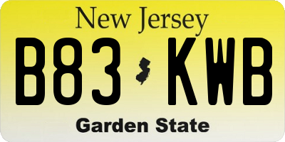 NJ license plate B83KWB