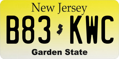 NJ license plate B83KWC