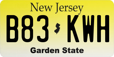 NJ license plate B83KWH