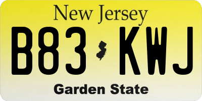 NJ license plate B83KWJ