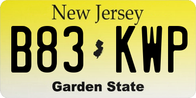 NJ license plate B83KWP