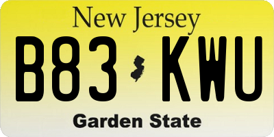 NJ license plate B83KWU