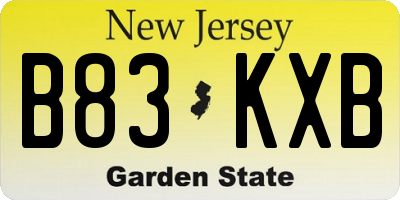 NJ license plate B83KXB
