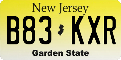 NJ license plate B83KXR