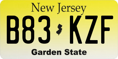 NJ license plate B83KZF