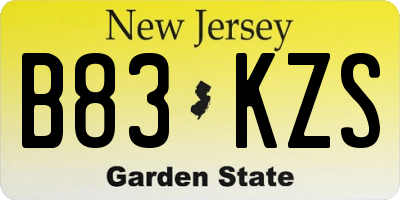 NJ license plate B83KZS