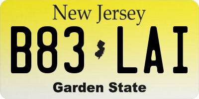 NJ license plate B83LAI