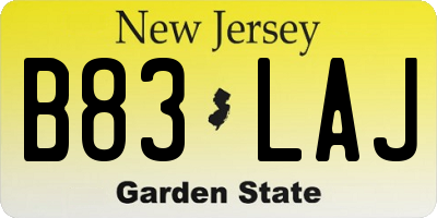 NJ license plate B83LAJ