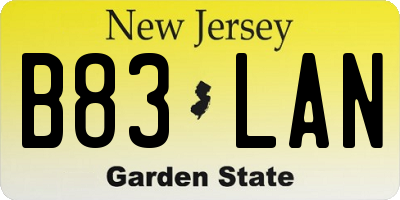 NJ license plate B83LAN