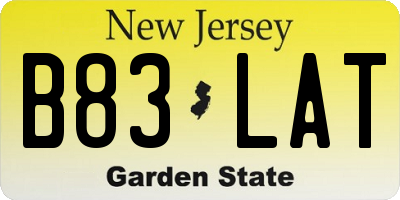 NJ license plate B83LAT