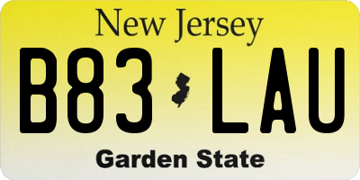 NJ license plate B83LAU