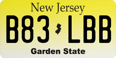 NJ license plate B83LBB