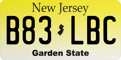 NJ license plate B83LBC