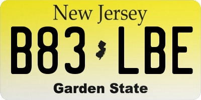 NJ license plate B83LBE