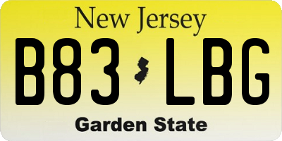 NJ license plate B83LBG