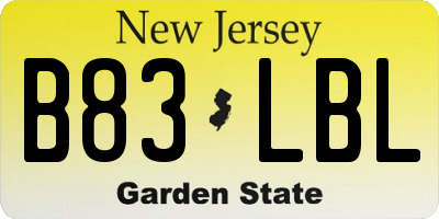 NJ license plate B83LBL