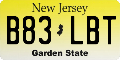 NJ license plate B83LBT