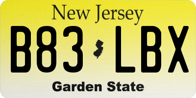 NJ license plate B83LBX