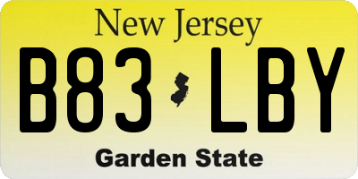 NJ license plate B83LBY