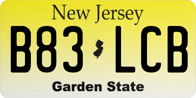 NJ license plate B83LCB
