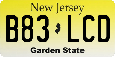 NJ license plate B83LCD