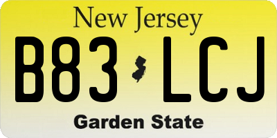 NJ license plate B83LCJ