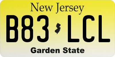 NJ license plate B83LCL