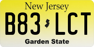 NJ license plate B83LCT