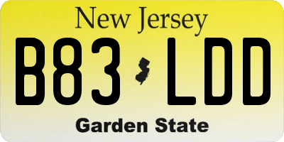 NJ license plate B83LDD