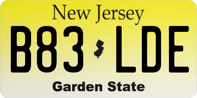 NJ license plate B83LDE