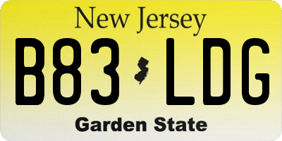 NJ license plate B83LDG