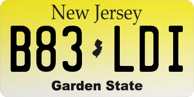 NJ license plate B83LDI
