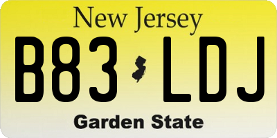NJ license plate B83LDJ